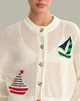 Tide Mesh Nautical Cardigan - Chalk