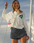Tide Mesh Nautical Cardigan - Chalk