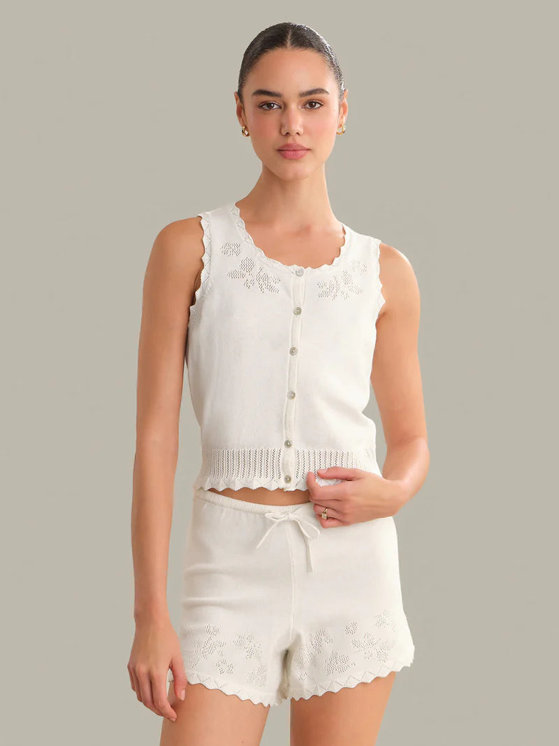 Valentina Button Down Tank - Chalk