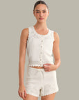 Valentina Button Down Tank - Chalk