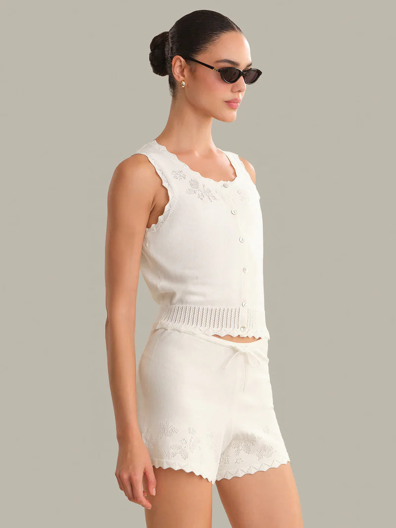 Valentina Button Down Tank - Chalk