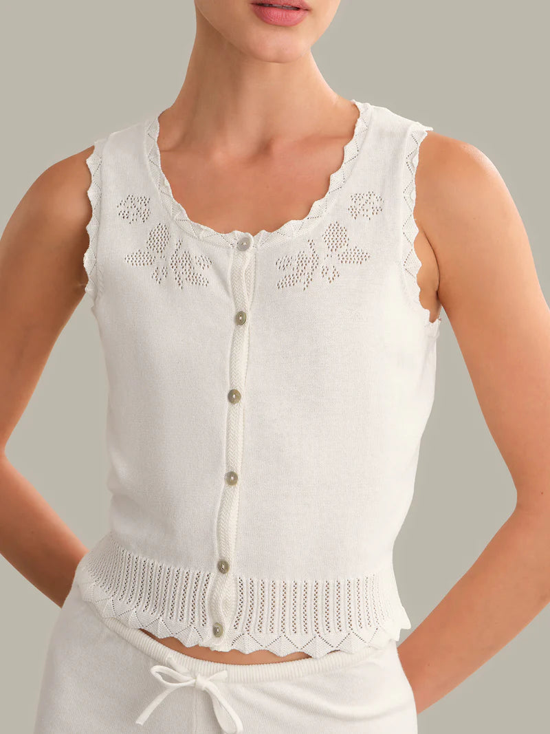 Valentina Button Down Tank - Chalk