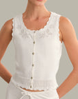 Valentina Button Down Tank - Chalk