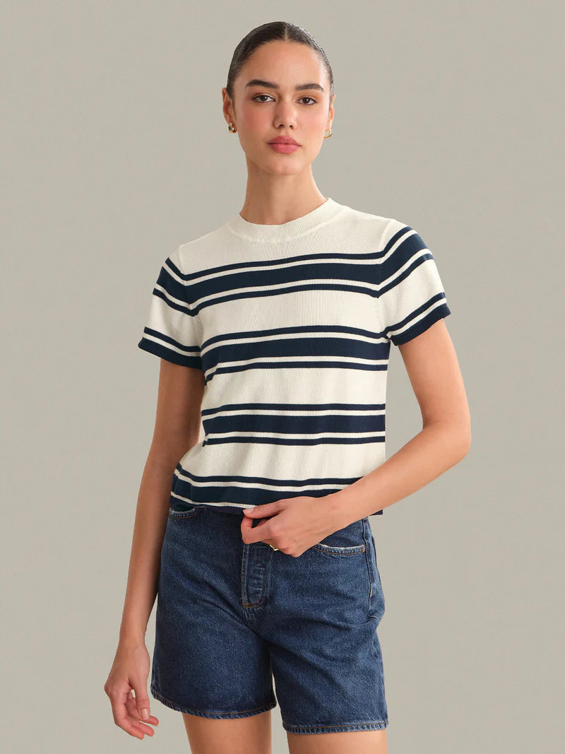 Nerida Striped Sweater Tee - Chalk &amp; Blue