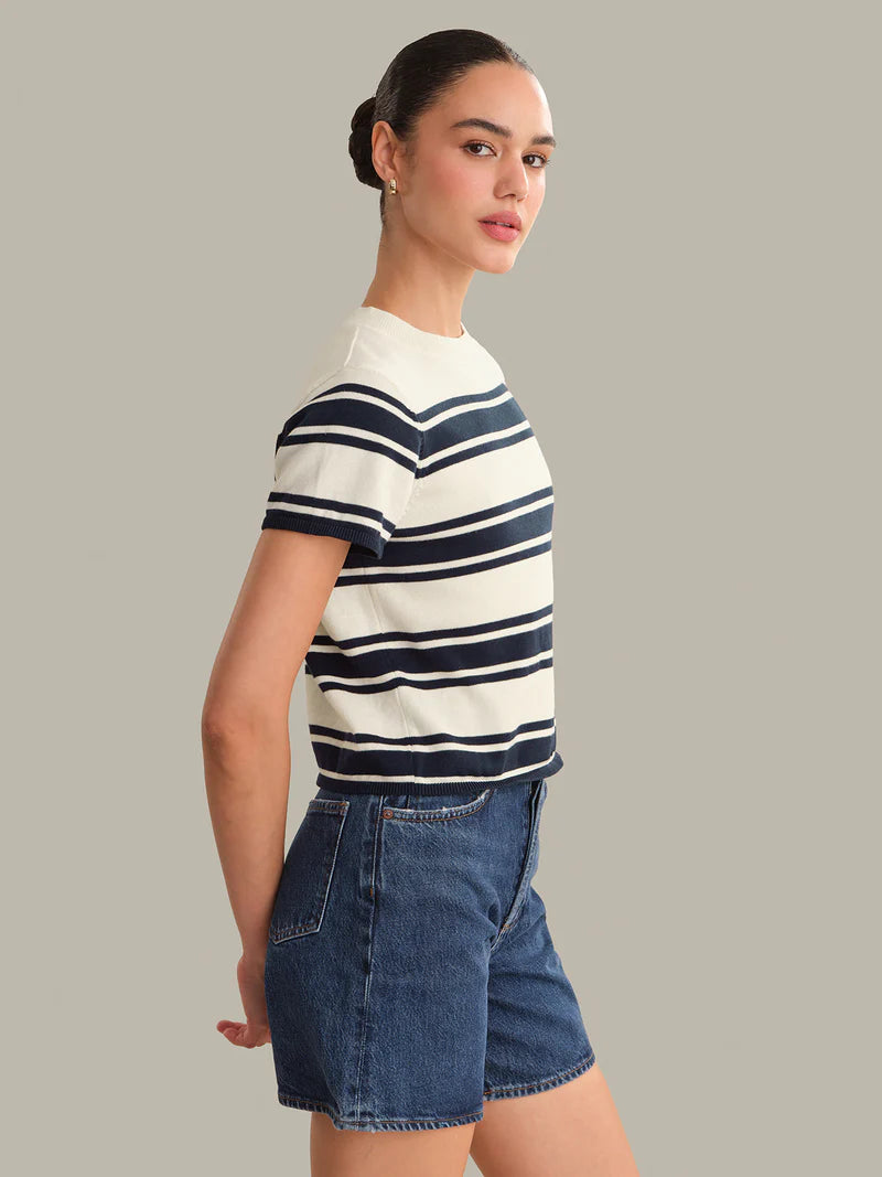 Nerida Striped Sweater Tee - Chalk &amp; Blue