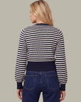 Beckett Stripe Pointelle Cardi - Blue