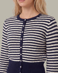 Beckett Stripe Pointelle Cardi - Blue