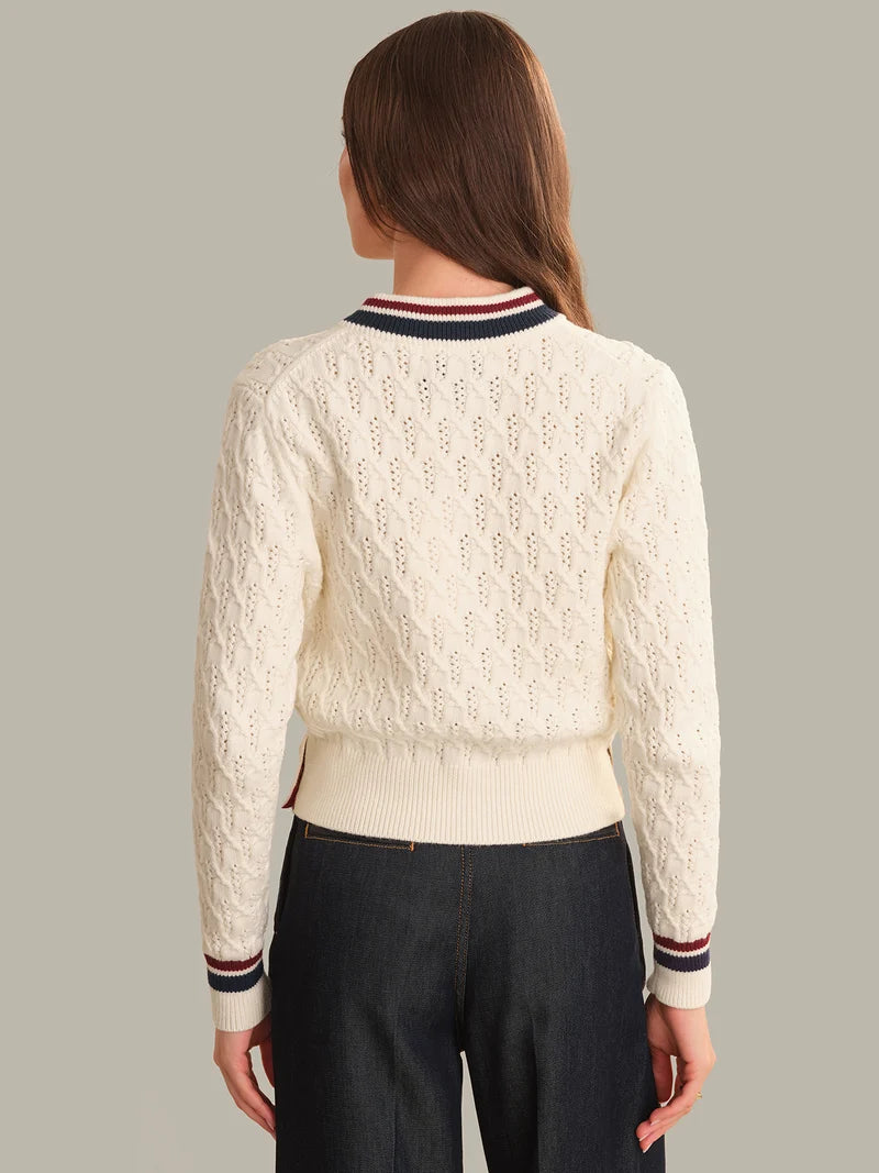 Max Cable Knit V-Neck - Sea Salt