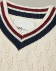 Max Cable Knit V-Neck - Sea Salt