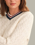 Max Cable Knit V-Neck - Sea Salt