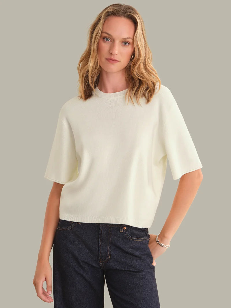 Colette Crew Neck Boxy Tee - Chalk