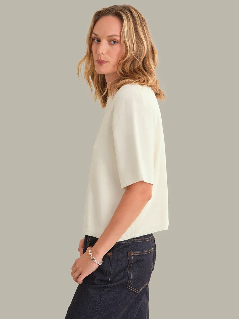 Colette Crew Neck Boxy Tee - Chalk