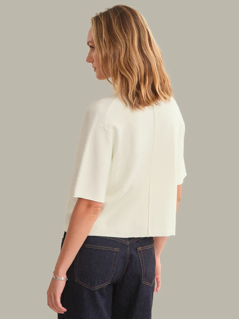Colette Crew Neck Boxy Tee - Chalk
