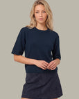 Colette Crew Neck Boxy Tee - Blue
