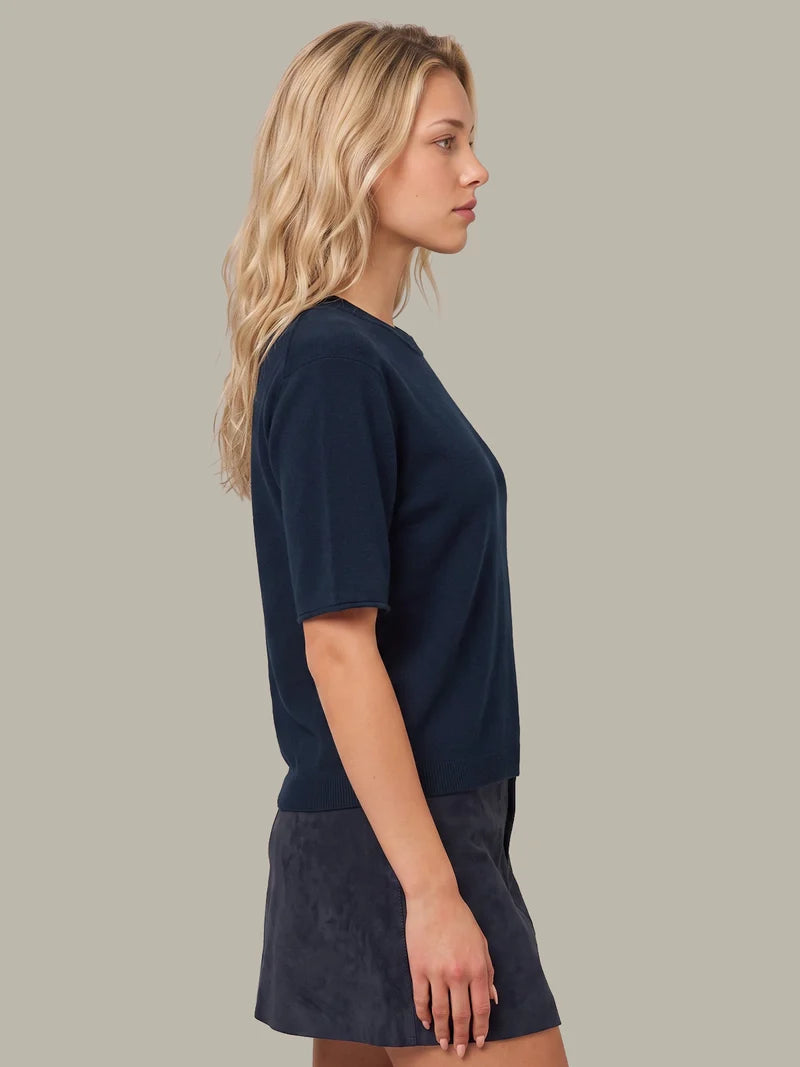 Colette Crew Neck Boxy Tee - Blue