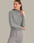 Edith Mock Neck Cardi - Grey
