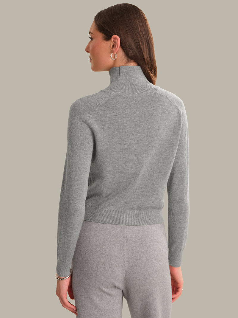 Edith Mock Neck Cardi - Grey