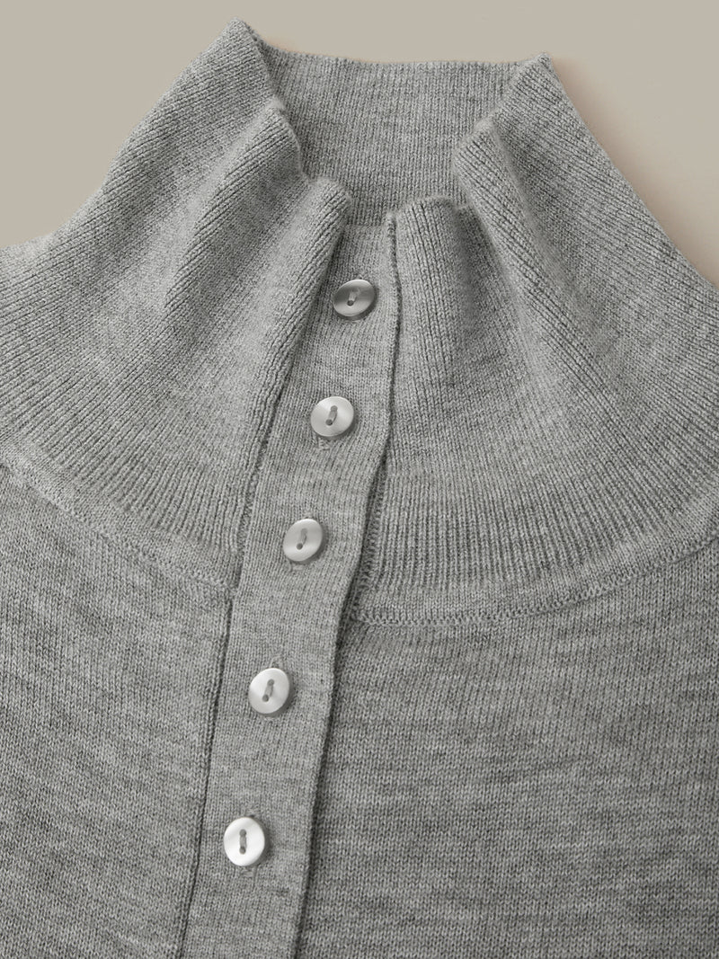 Edith Mock Neck Cardi - Grey