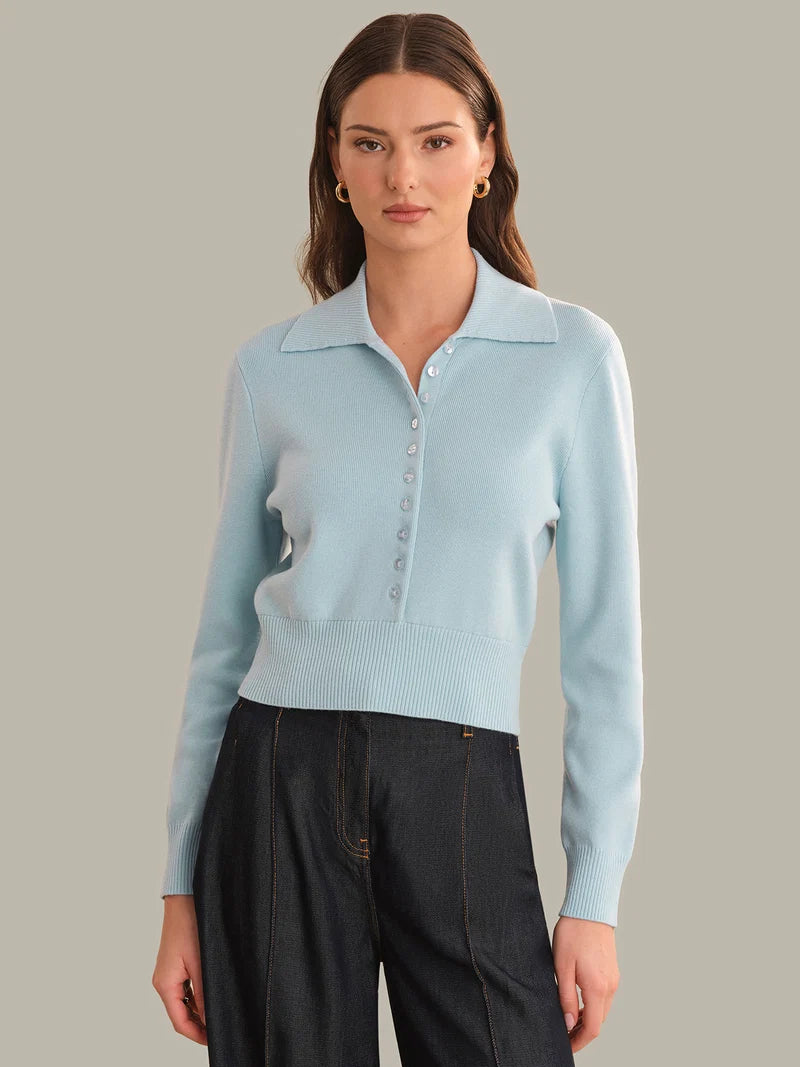 Millicent Placket Pullover - Sky