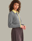 Priscilla Double Layer Polo Cardi - Grey