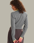 Priscilla Double Layer Polo Cardi - Grey