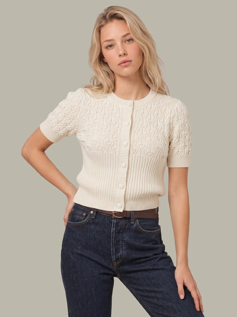 Cici Bobble Knit Cardi - Sea Salt