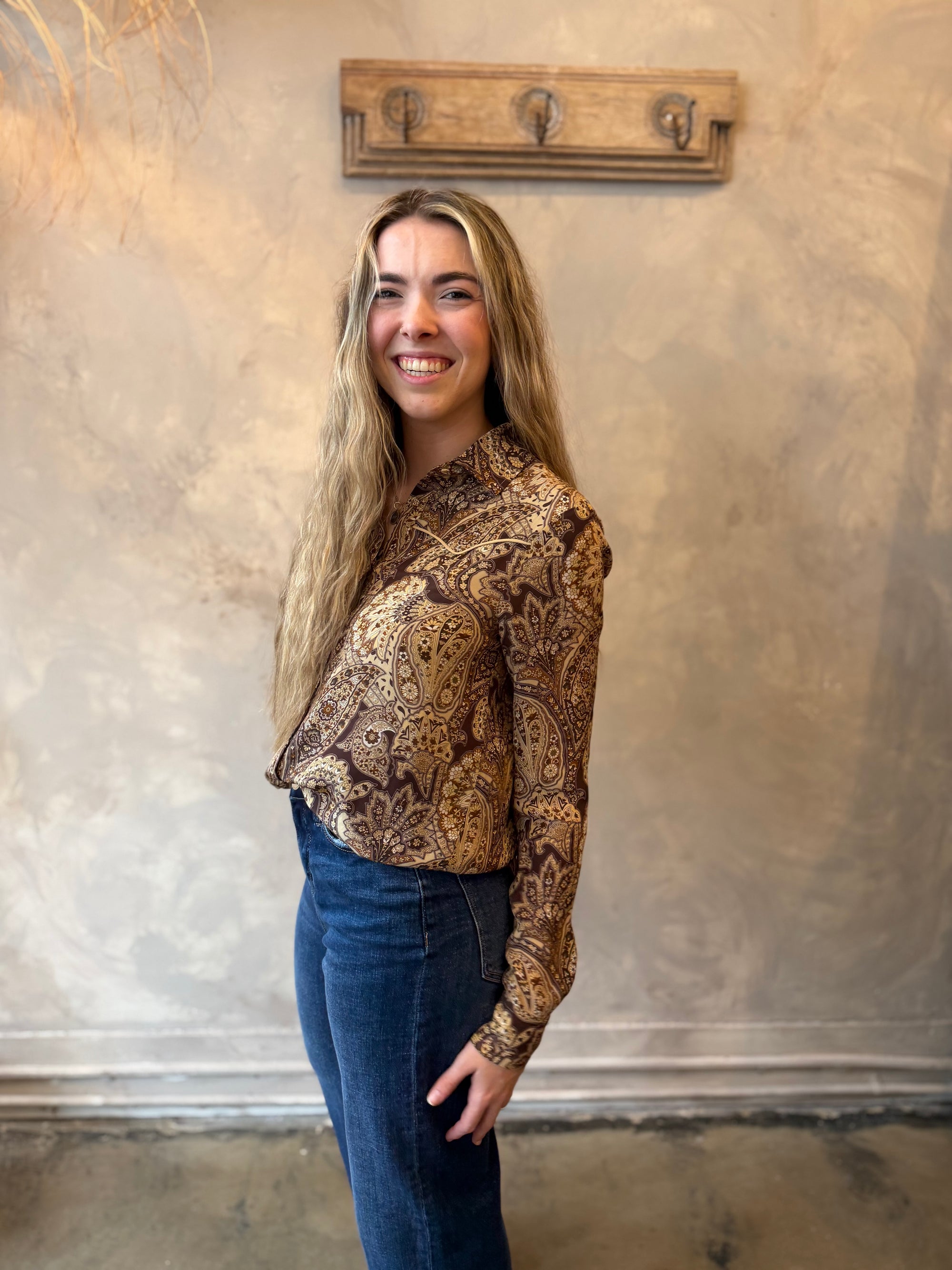 Florence Blouse - Khaki Paisley