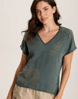 Jolina Embroidered Top - Silken Pine