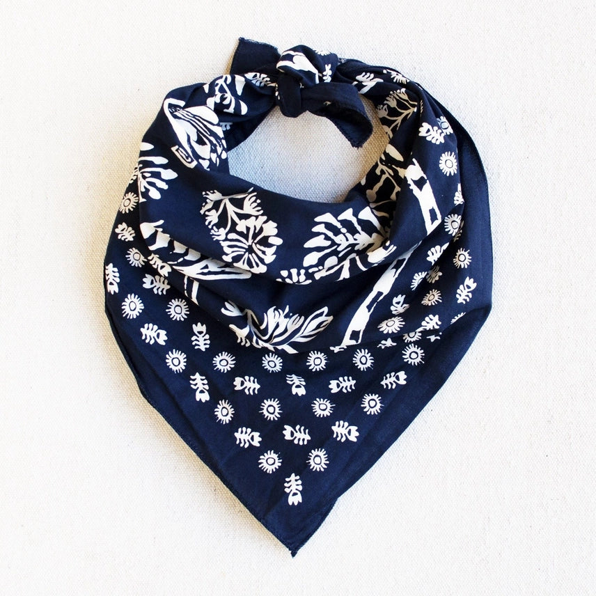 Flora Bandana - Navy