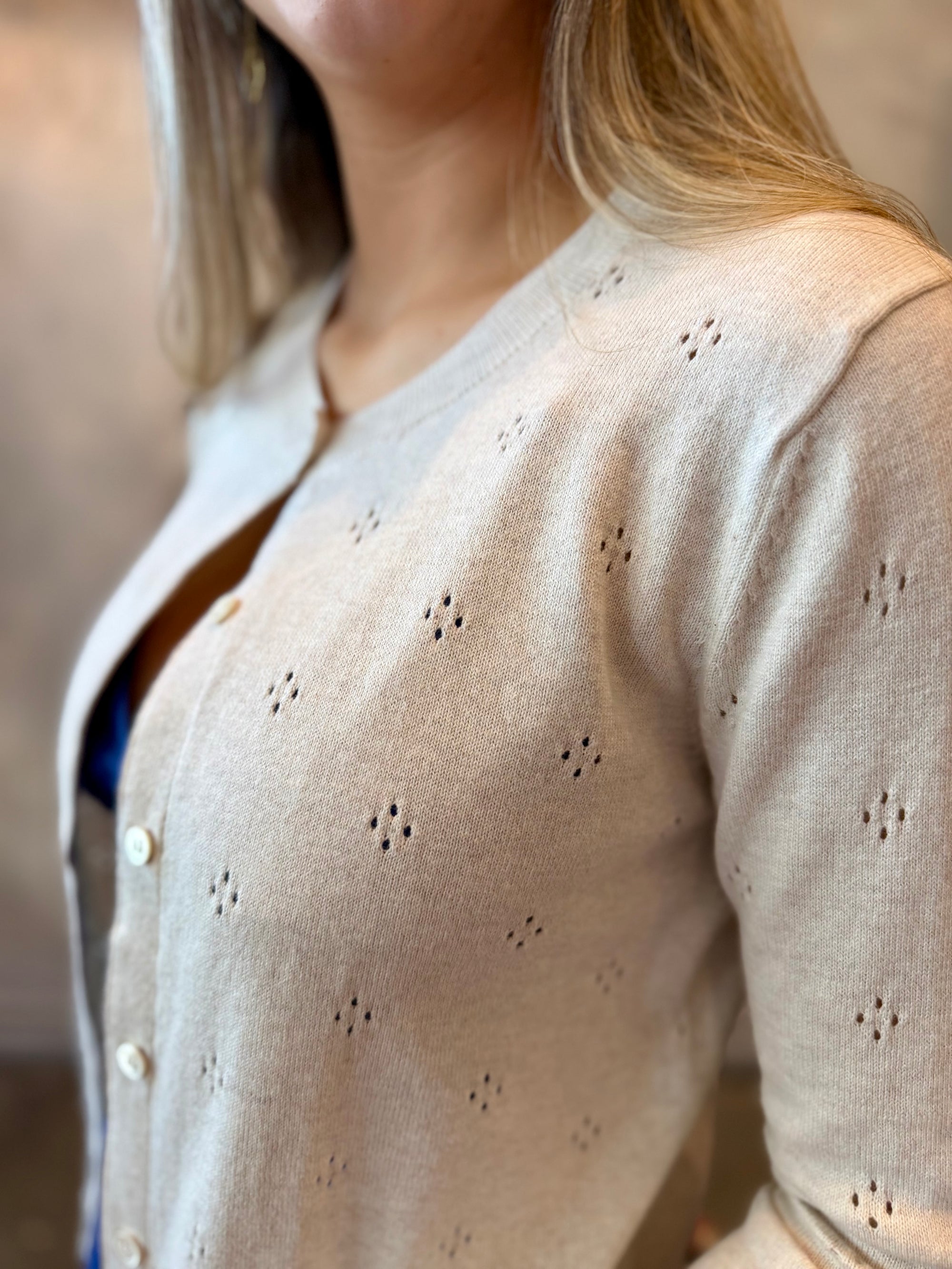 Pointelle Cardigan - Oatmeal