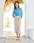 Norlyn Side Shirred Shirt - Chambray