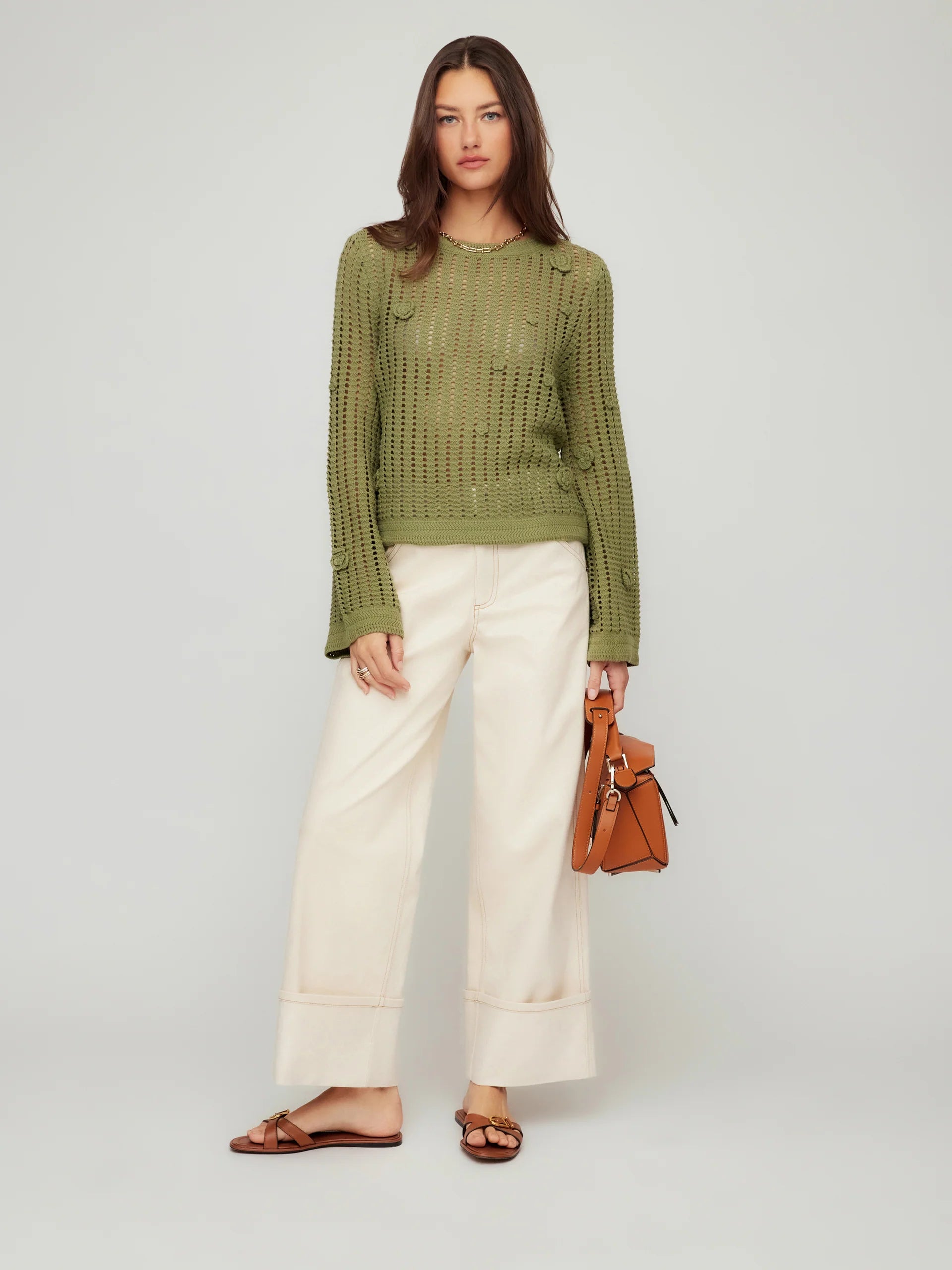 Liv Crochet Sweater - Olive