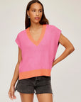 Jules Sweater Vest - Pink & Orange