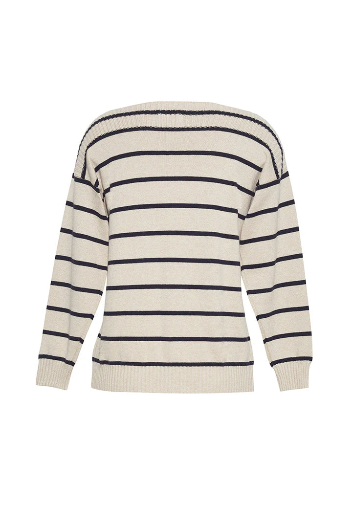 Callie Stripe Sweater - Navy &amp; Latte