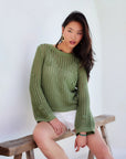 Liv Crochet Sweater - Olive