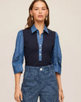 Camden Contrast Henley Top - Navy