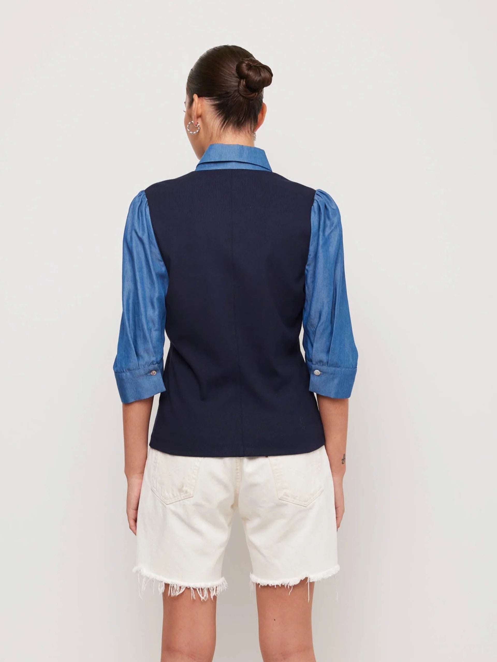 Camden Contrast Henley Top - Navy