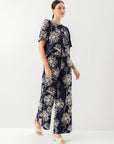 Nadine Embroidered Bow Top - Navy