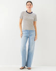 Mindy Contrast Top - Cream with Navy Stripes