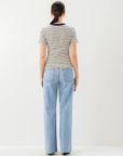 Mindy Contrast Top - Cream with Navy Stripes