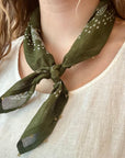 Print & Beaded Bandana - Forrest Green