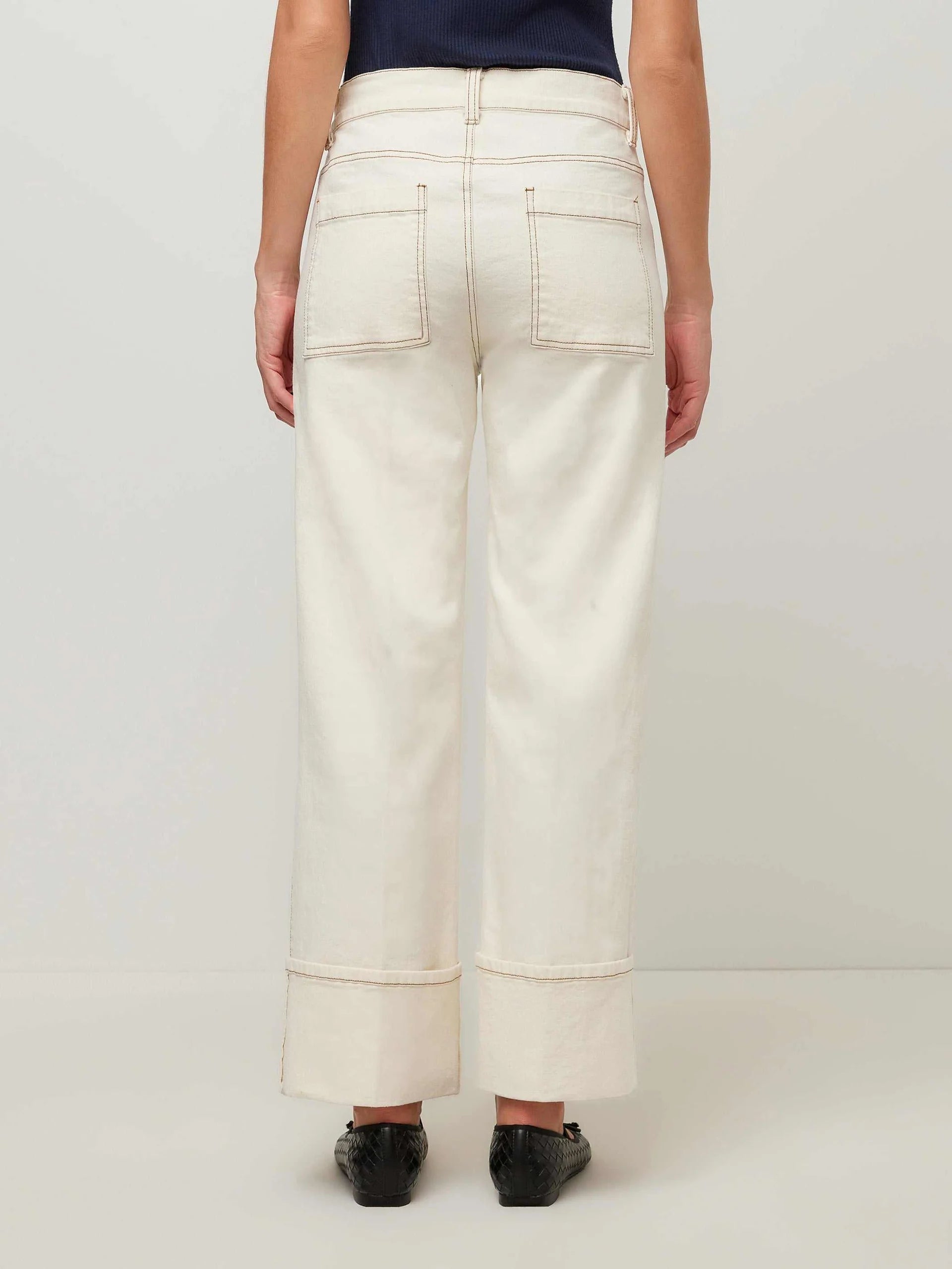 Tracey Patch Pocket Cuffed Jeans - Natural