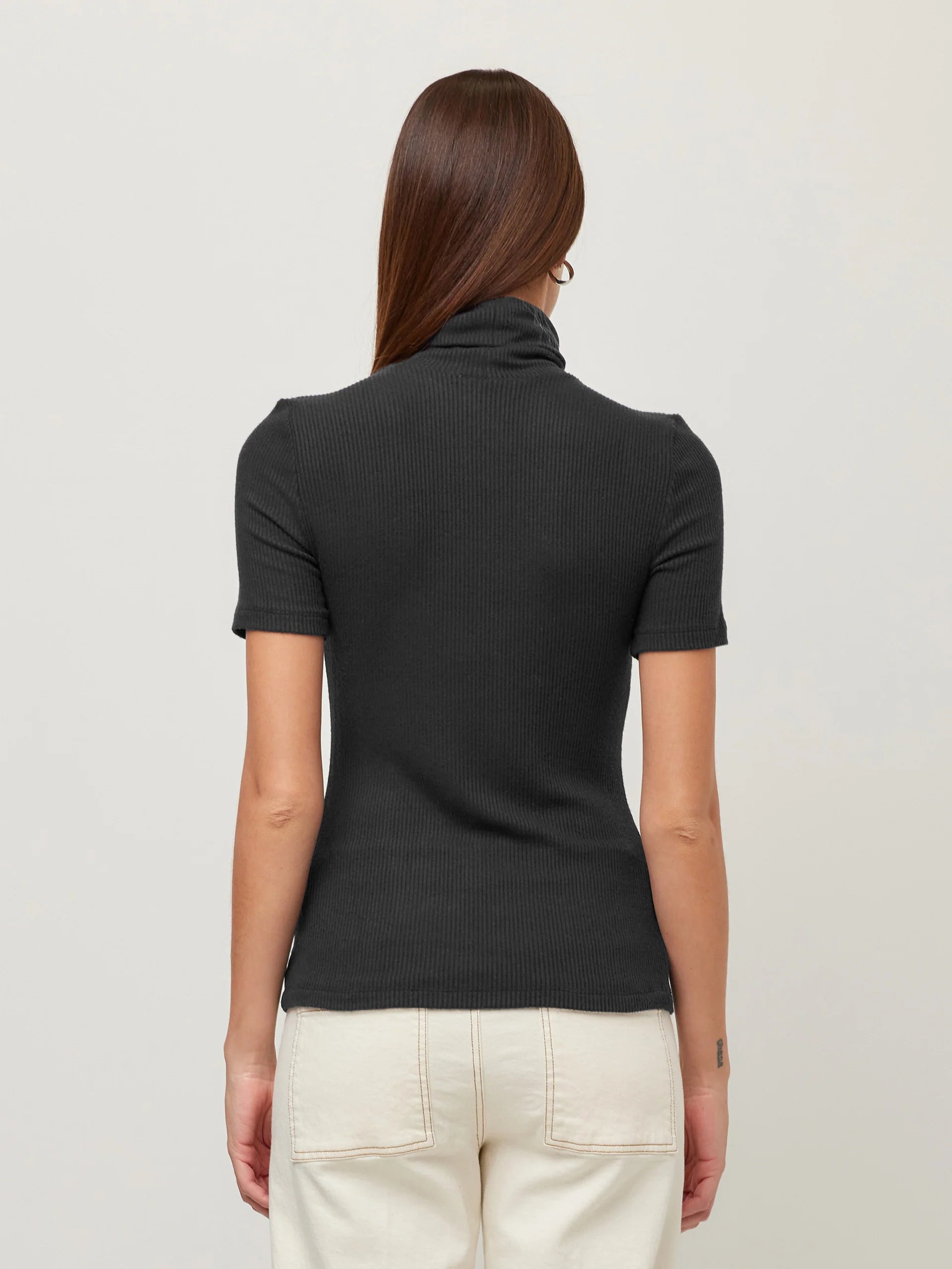 Jane Short Sleeve Turtleneck - Black