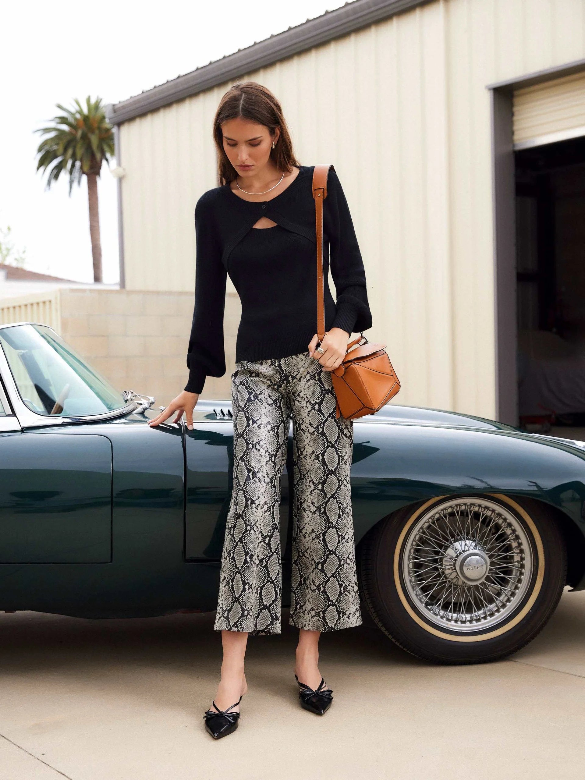 Kelly Cropped Pants - Snake Print