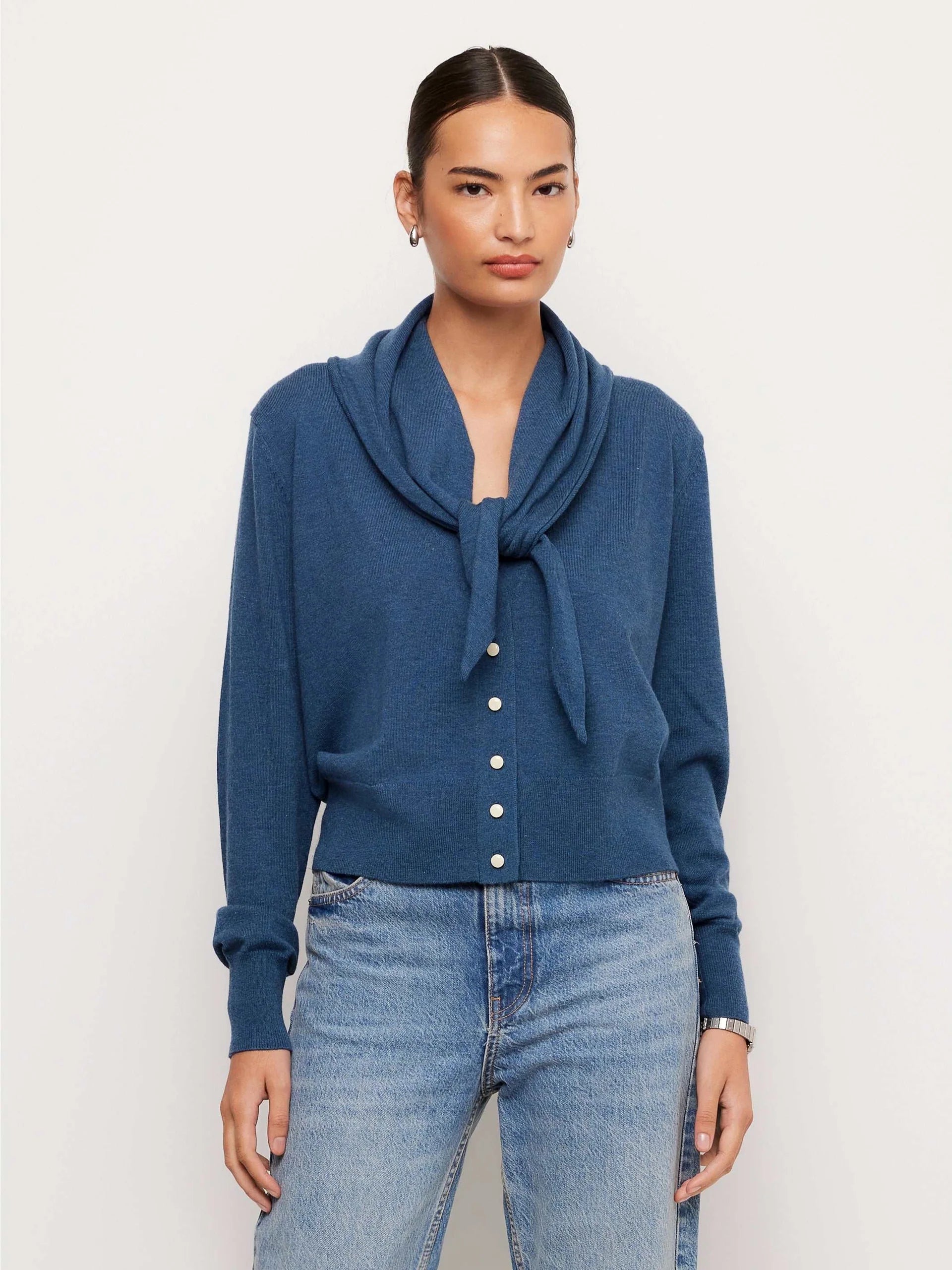 Wren Scarf Cardigan - Blue
