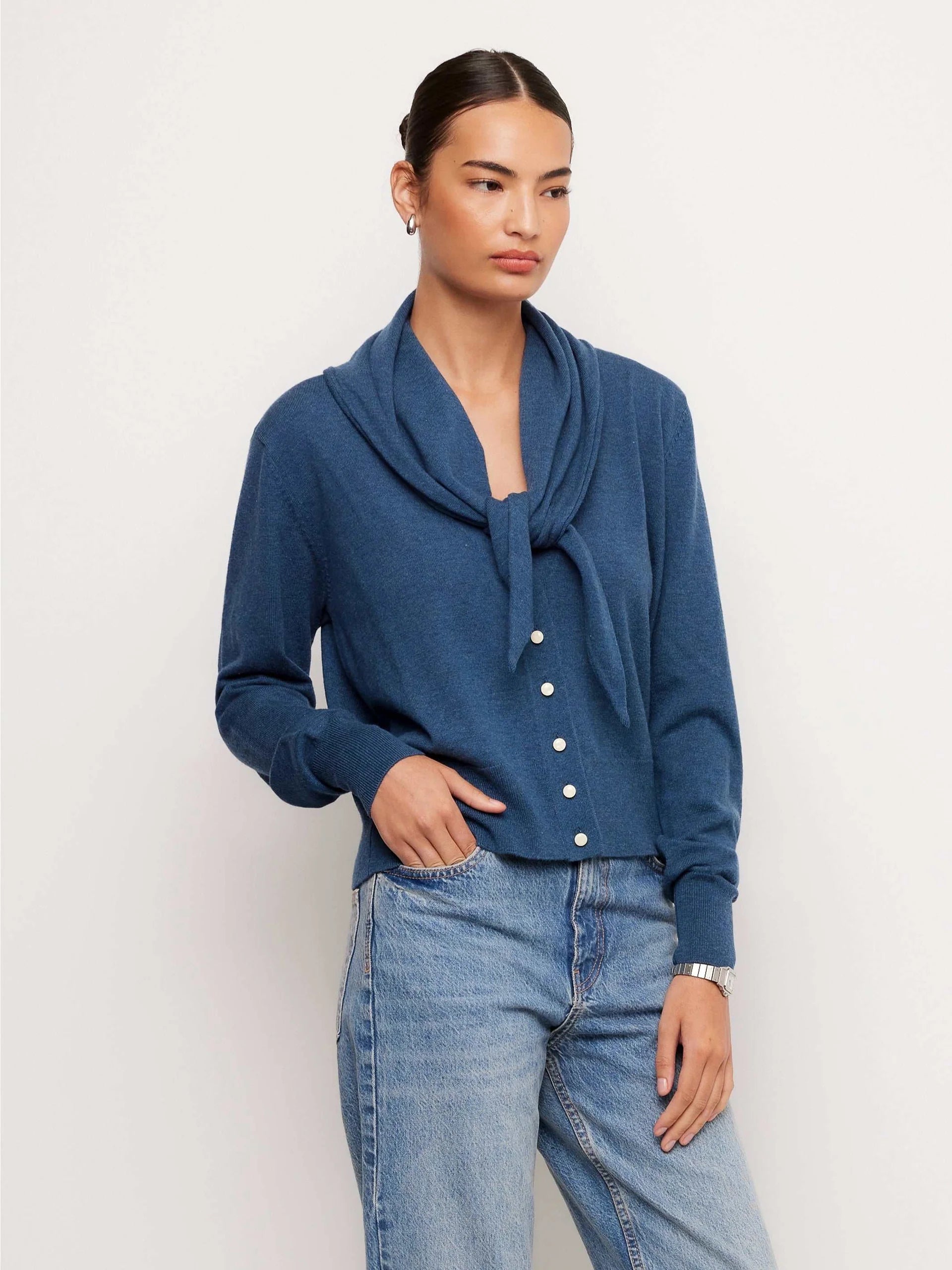 Wren Scarf Cardigan - Blue