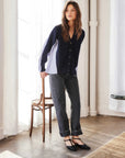 Celine Mixed Media Cardi - Navy