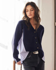 Celine Mixed Media Cardi - Navy