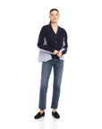 Celine Mixed Media Cardi - Navy