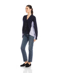Celine Mixed Media Cardi - Navy